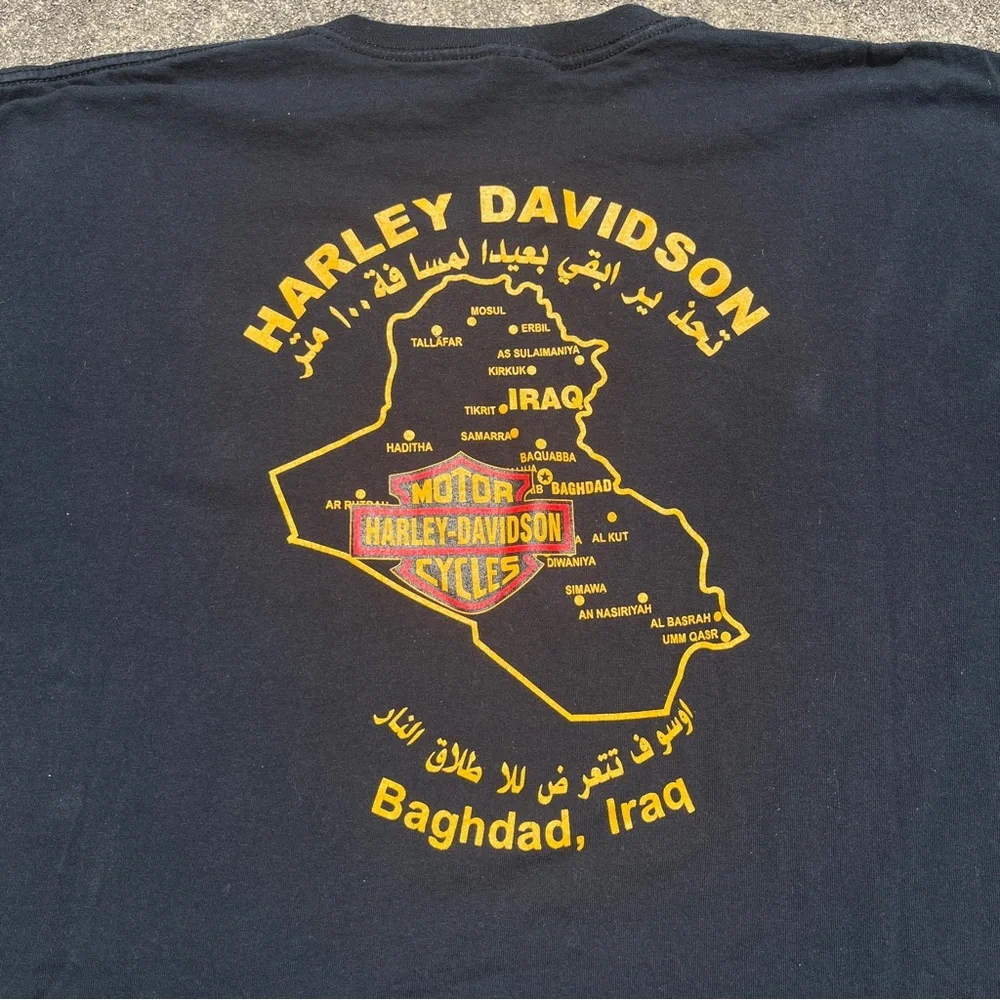 2000s Black Harley Davidson Iraq T-shirt Size XL Great Condition Biker T-shirt - Picture 5 of 5